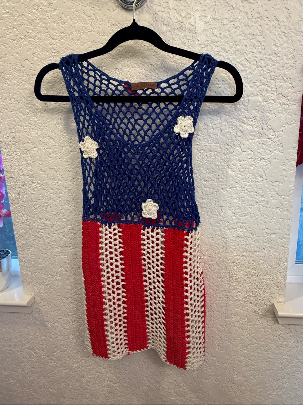 American Flag Handmade RedWhiteBlue Crochet Tank Top&Cover-Up  Small The Classic - Picture 3 of 16